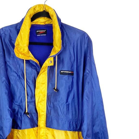 Speedo Men’s Lightweight Windbreaker Jacket Packable Pouch Bright Retro Y2K - Picture 3 of 11